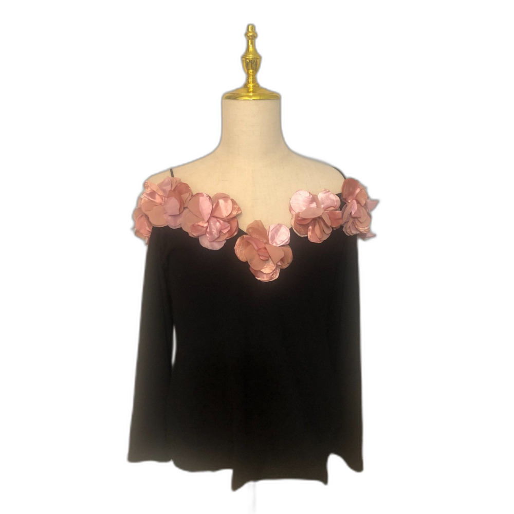 Vintage Paradyz Blouse XL Off Shoulder Long Sleeve Floral Flowy